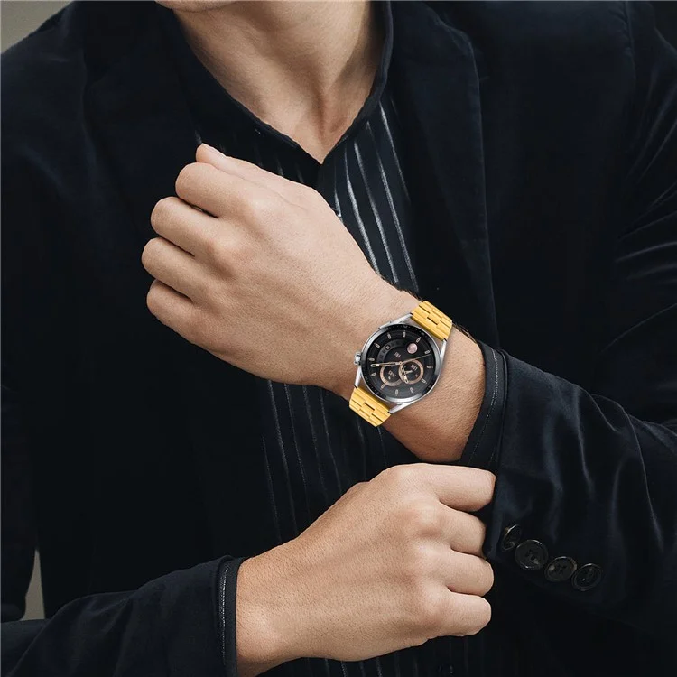 Für Fossil Gen 5 Carlyle HR Armband aus Edelstahl - Ultraflaches Design mit Linien - Gold