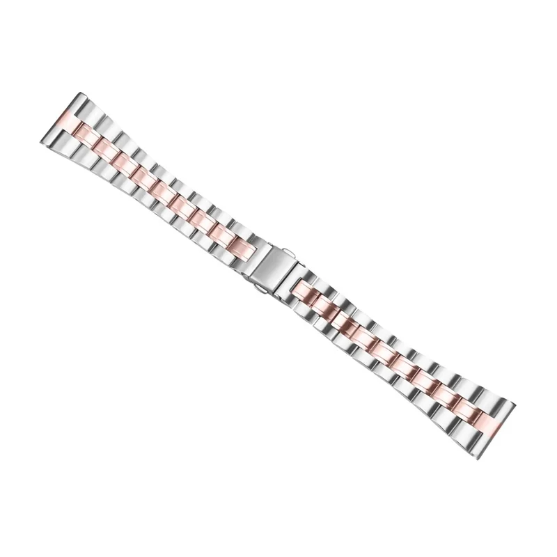 For Fossil Gen 5 Garrett Replacement Watch Strap Lines Design Stainless Steel Band - Silver+Pink Gold
