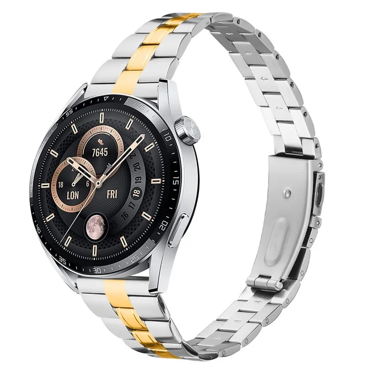 For Fossil Gen 5 Garrett Replacement Watch Strap Lines Design Stainless Steel Band - Silver+Gold