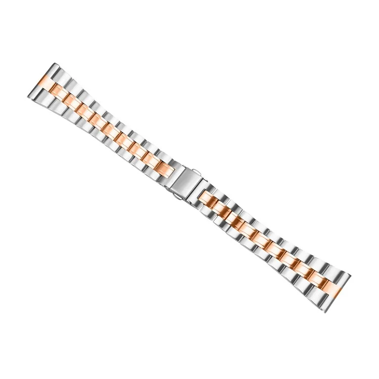 For Fossil Gen 5 Garrett Replacement Watch Strap Lines Design Stainless Steel Band - Silver+Rose Gold