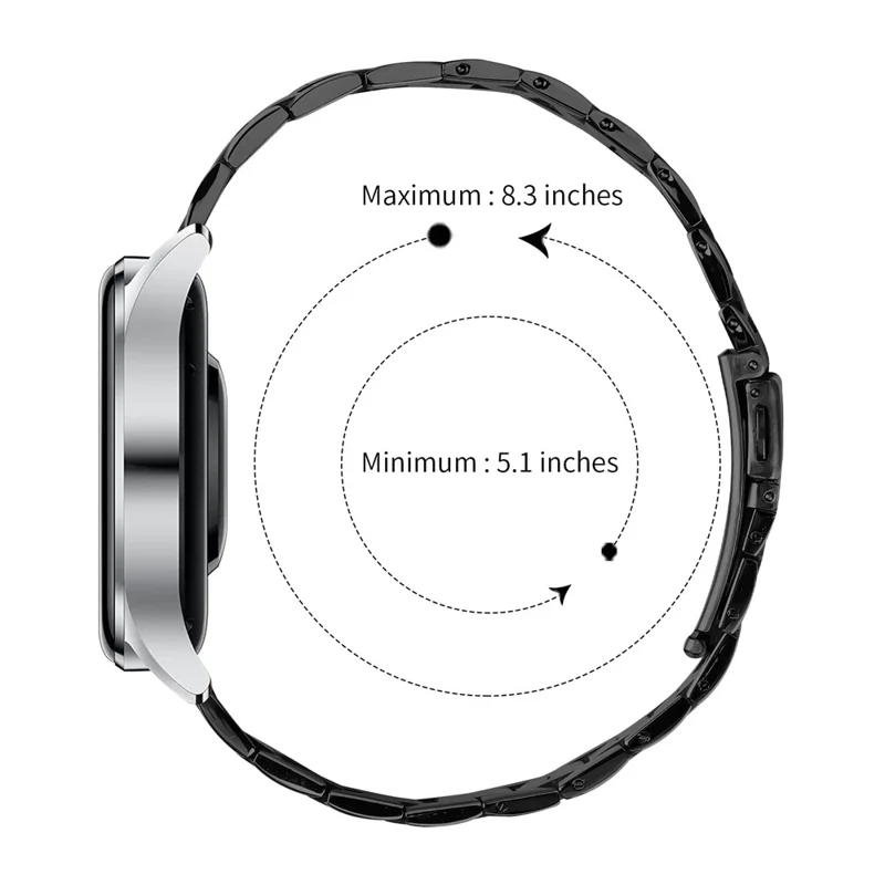 For Honor MagicWatch 2 46mm Watch Strap Stainless Steel Replacement Band - Black