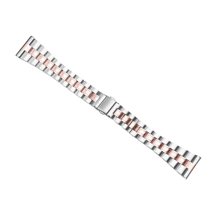 For Huawei Watch GT 2 46mm Stainless Steel Watch Strap Band with Folding Clasp Buckle - Silver+Pink Gold