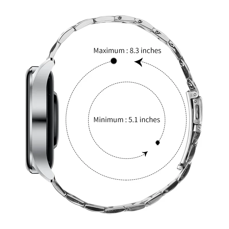 Pour Huawei Watch GT 2 46mm Boîtier en Acier Inoxydable Bracelet à Trois Perles - Argent
