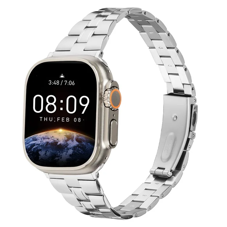 For Apple Watch 10 46mm / Ultra 2 / Ultra 49mm / 9 8 7 45mm / SE (2023) SE (2022) SE 6 5 4 44mm / 3 2 1 42mm Stainless Steel Band - Silver