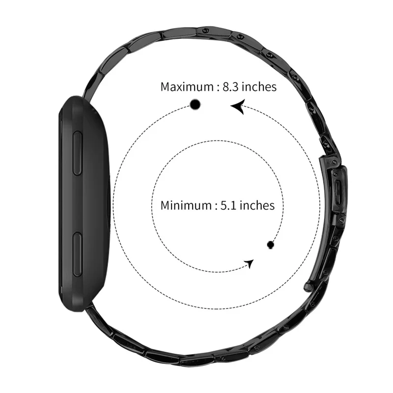 For Fitbit Versa Lite / Versa 2 / Versa Strap Stainless Steel Watch Band Replacement - Black