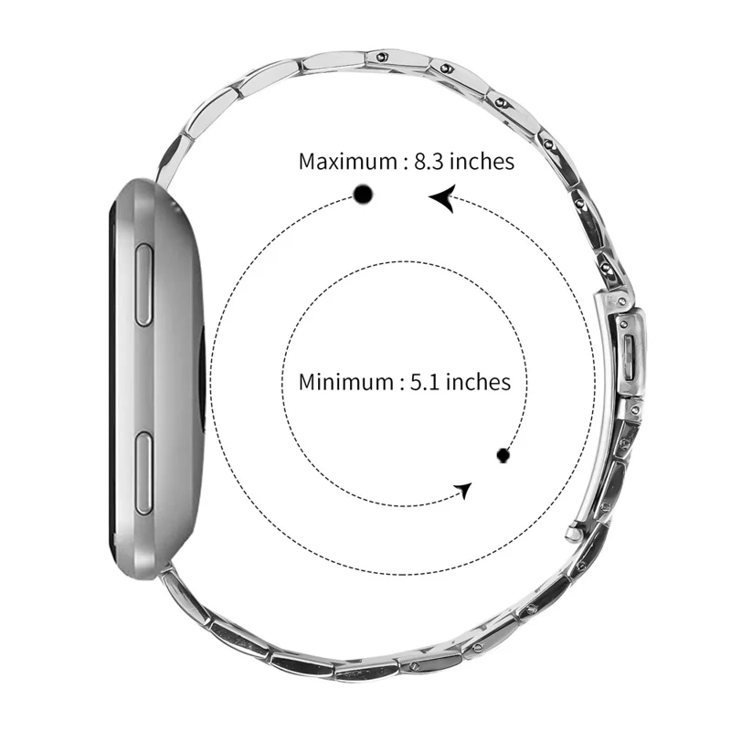 For Fitbit Versa Lite / Versa 2 / Versa Watch Band Stainless Steel Strap Three-Beads - Silver