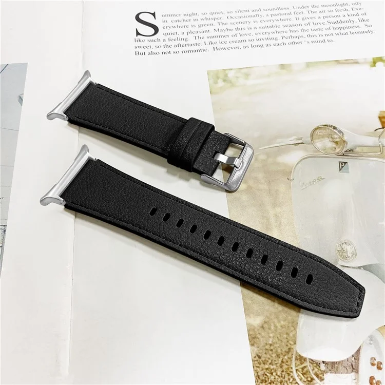 For Samsung Galaxy Watch Ultra 47mm Wrist Strap Genuine Cow Leather Smartwatch Band - Black