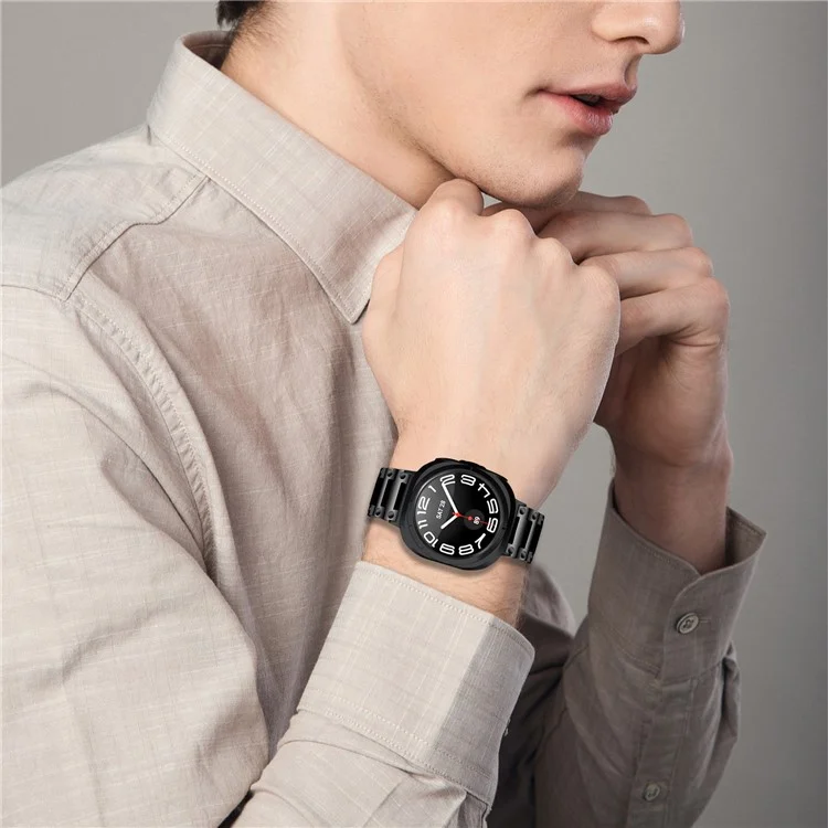 Für Samsung Galaxy Watch Ultra 47mm Edelstahl-Uhrarmband Schnallenkonstruktion Armband - Schwarz