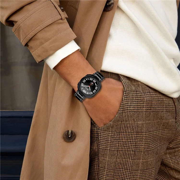 Für Samsung Galaxy Watch Ultra 47mm Edelstahl-Uhrarmband Schnallenkonstruktion Armband - Schwarz