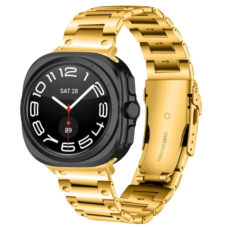 Für Samsung Galaxy Watch Ultra 47mm Edelstahl-Uhrenarmband mit Schnallenkonstruktion - Gold