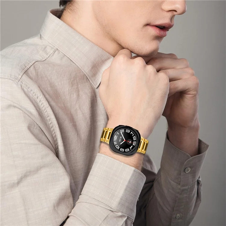 Für Samsung Galaxy Watch Ultra 47mm Edelstahl-Uhrenarmband mit Schnallenkonstruktion - Gold