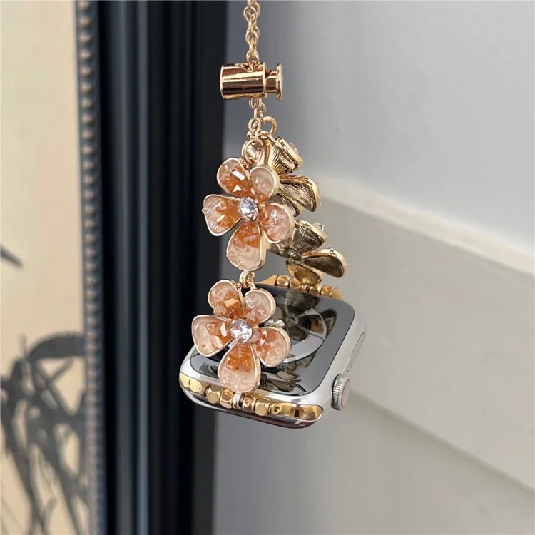 For Apple Watch 10 46mm / Ultra 2 / Ultra 49mm / 9 8 7 45mm / SE (2023) SE (2022) SE 6 5 4 44mm / 3 2 1 42mm Flower Chain Strap - Orange