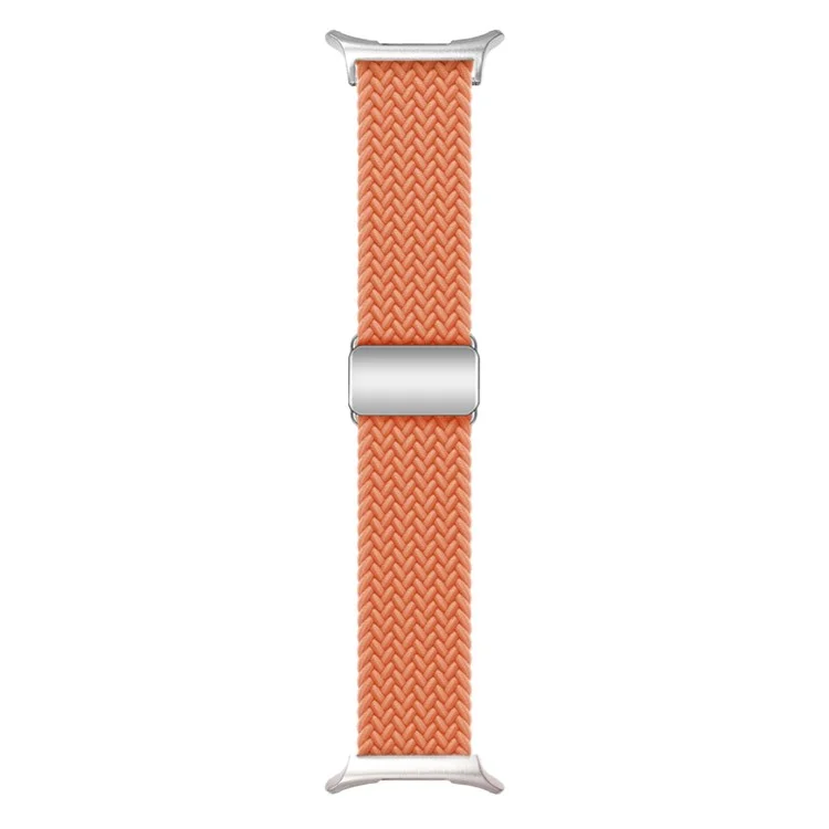 Per Samsung Galaxy Watch Ultra 47mm Braided Watch Band Magnetic Wrist Strap - Arancione+Fibbia Argento