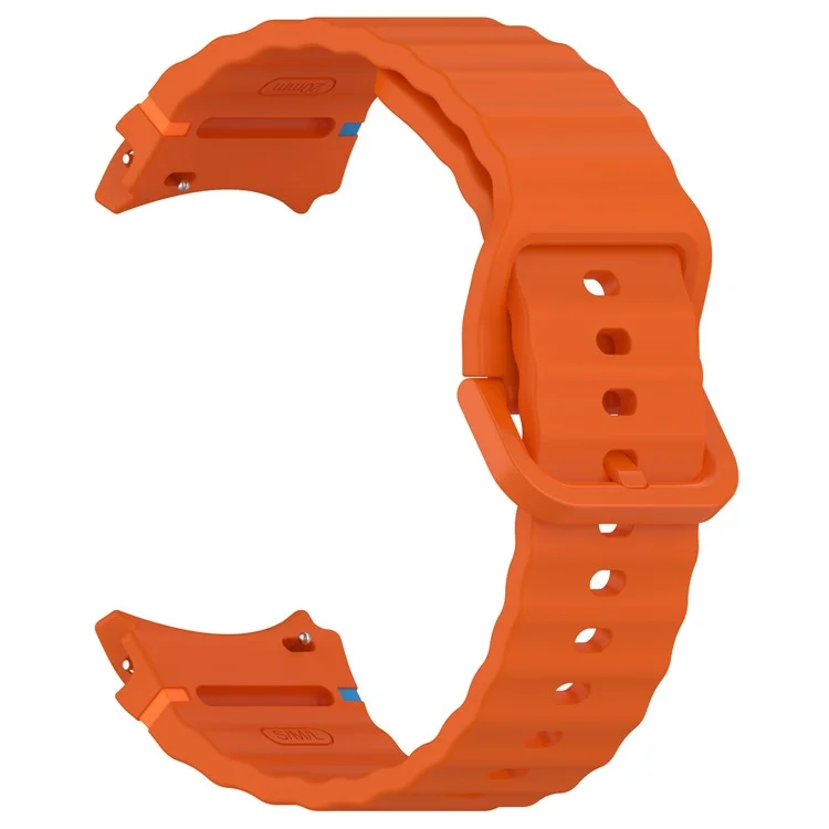 For Samsung Galaxy Watch FE / Watch7 40mm 44mm Silicone Wave Texture Watch Band Replacement Straps - Orange
