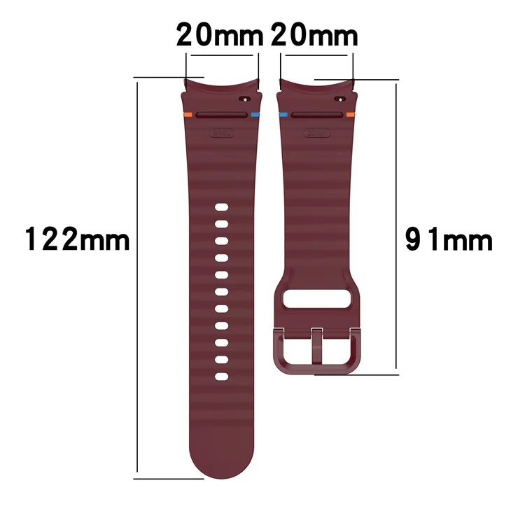 For Samsung Galaxy Watch FE / Watch7 40mm 44mm Silicone Wave Texture Watch Band Replacement Straps - Orange
