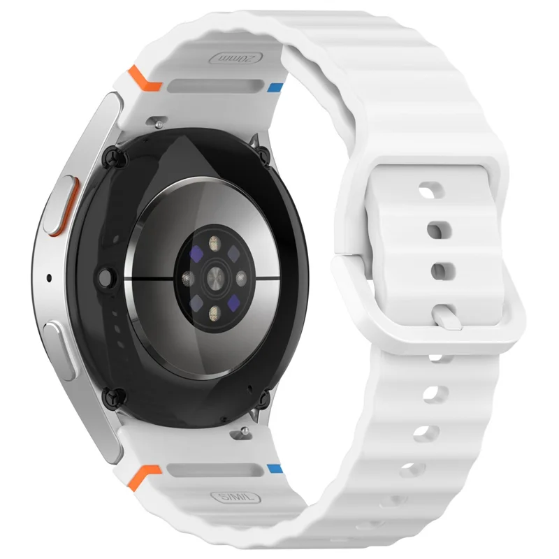 For Samsung Galaxy Watch FE / Watch7 40mm 44mm Silicone Wave Texture Watch Band Replacement Straps - White