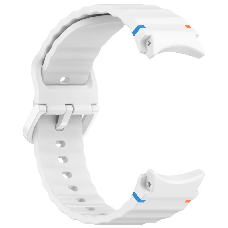 For Samsung Galaxy Watch FE / Watch7 40mm 44mm Silicone Wave Texture Watch Band Replacement Straps - White