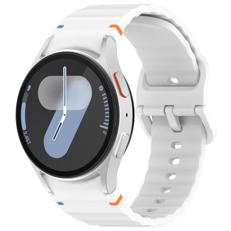 For Samsung Galaxy Watch FE / Watch7 40mm 44mm Silicone Wave Texture Watch Band Replacement Straps - White