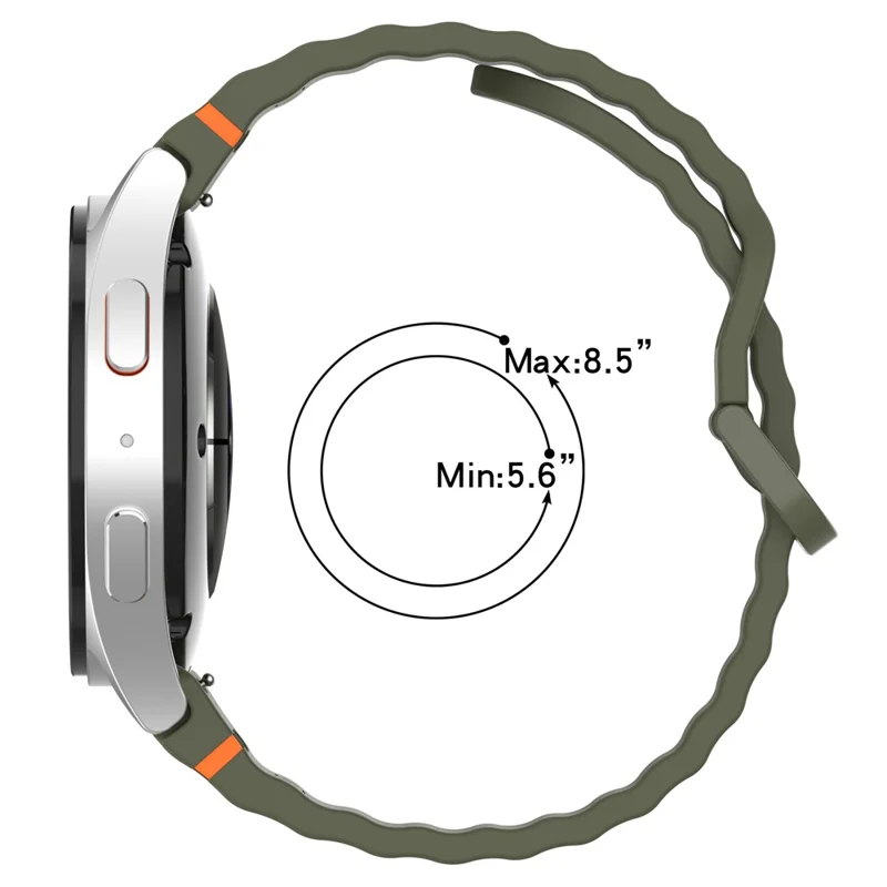 For Samsung Galaxy Watch FE / Watch7 40mm 44mm Silicone Wave Texture Watch Band Replacement Straps - White