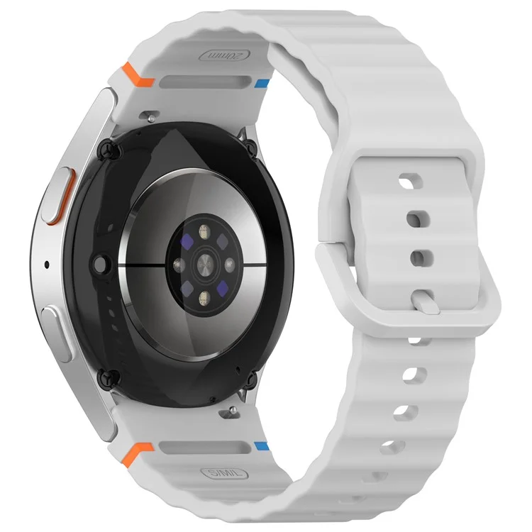 For Samsung Galaxy Watch FE / Watch7 40mm 44mm Silicone Wave Texture Watch Band Replacement Straps - Light Grey