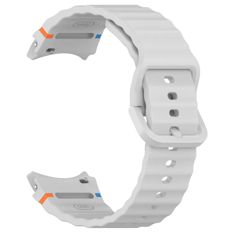 For Samsung Galaxy Watch FE / Watch7 40mm 44mm Silicone Wave Texture Watch Band Replacement Straps - Light Grey