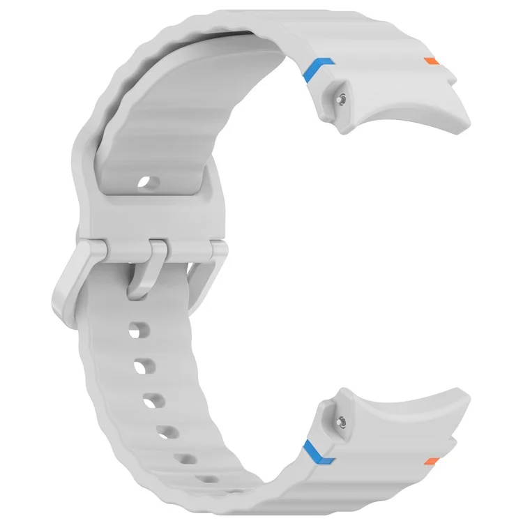For Samsung Galaxy Watch FE / Watch7 40mm 44mm Silicone Wave Texture Watch Band Replacement Straps - Light Grey