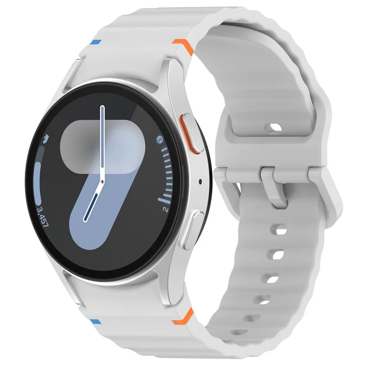 For Samsung Galaxy Watch FE / Watch7 40mm 44mm Silicone Wave Texture Watch Band Replacement Straps - Light Grey