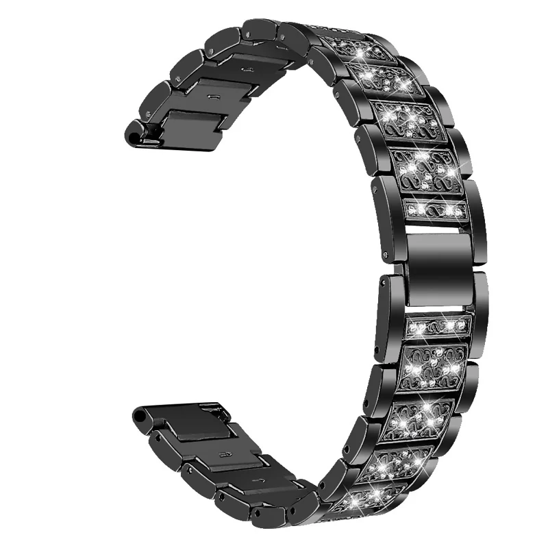 New Arrival Muitiple Color Rhinestone Decor Smart Watch Strap Replacement for Fitbit Versa 3/Sense - Black