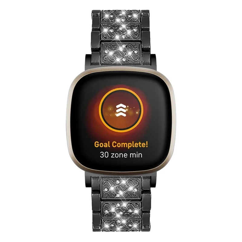 New Arrival Muitiple Color Rhinestone Decor Smart Watch Strap Replacement for Fitbit Versa 3/Sense - Black