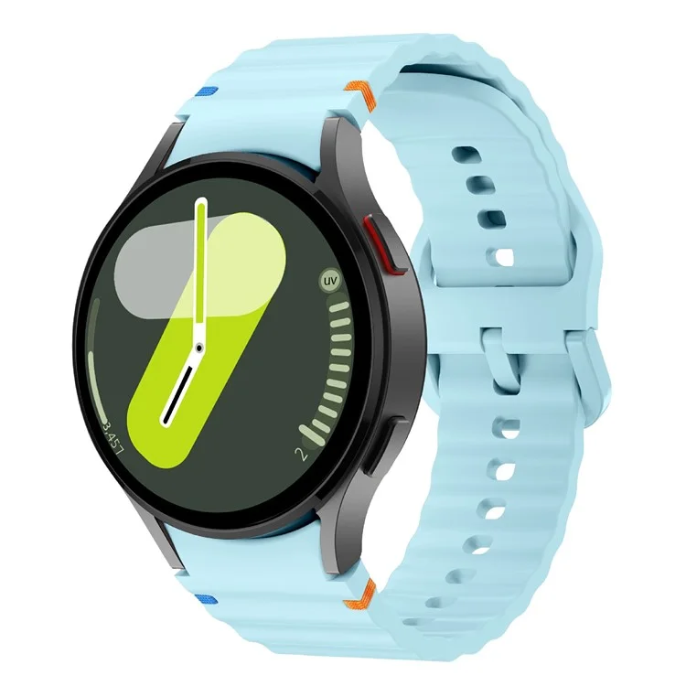 KALEBOL For Samsung Galaxy Watch7 44mm 40mm / Watch FE 40mm Silicone Watch Band Wave Shape Wrist Strap - Baby Blue
