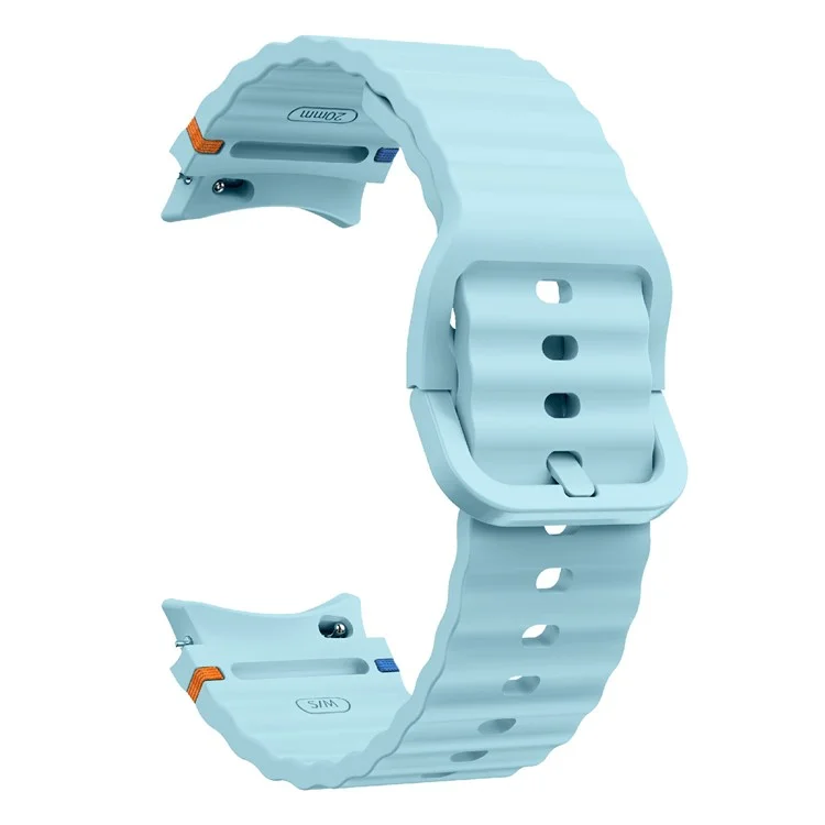 KALEBOL For Samsung Galaxy Watch7 44mm 40mm / Watch FE 40mm Silicone Watch Band Wave Shape Wrist Strap - Baby Blue