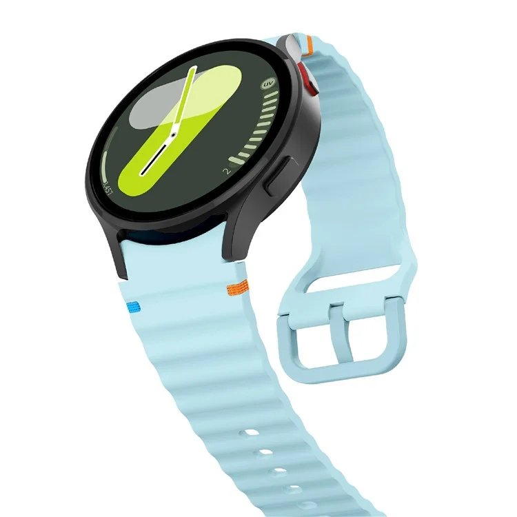 KALEBOL For Samsung Galaxy Watch7 44mm 40mm / Watch FE 40mm Silicone Watch Band Wave Shape Wrist Strap - Baby Blue