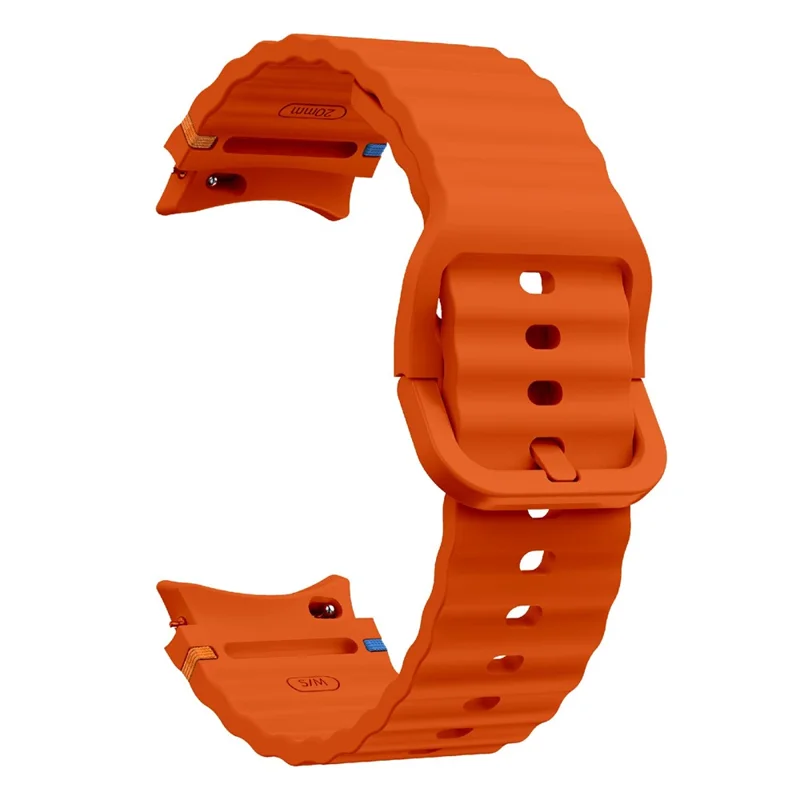 KALEBOL For Samsung Galaxy Watch7 44mm 40mm / Watch FE 40mm Silicone Watch Band Wave Shape Wrist Strap - Orange