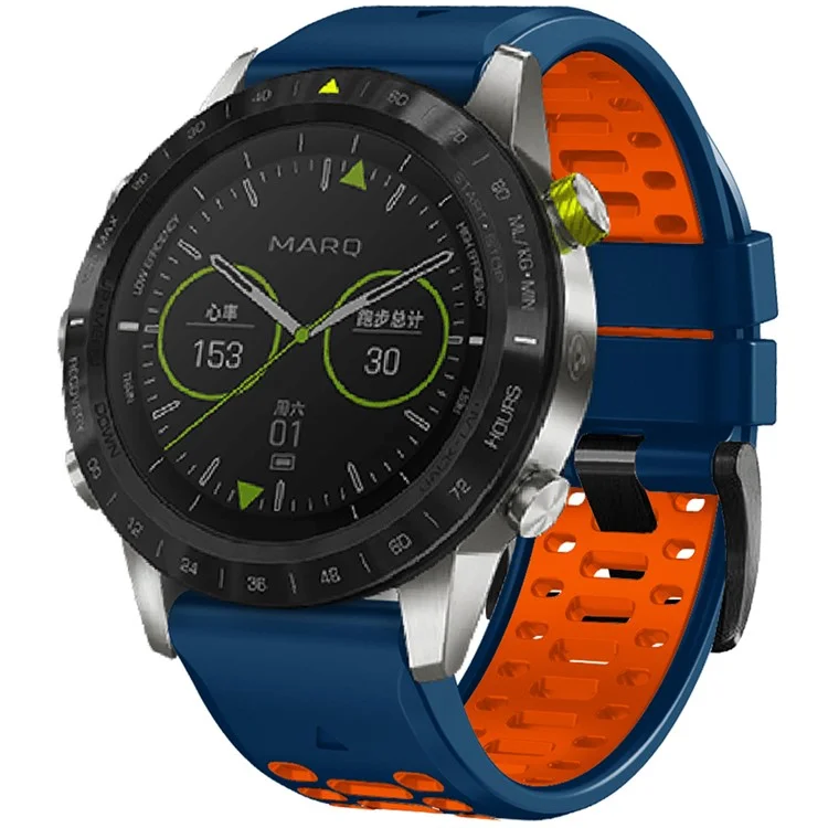 KALEBOL Para Garmin Fenix 7 / 7 Pro / 6 / 6 Pro Correa de Reloj Quickfit 22mm Banda de Silicona de Doble Color - Zafiro+Naranja