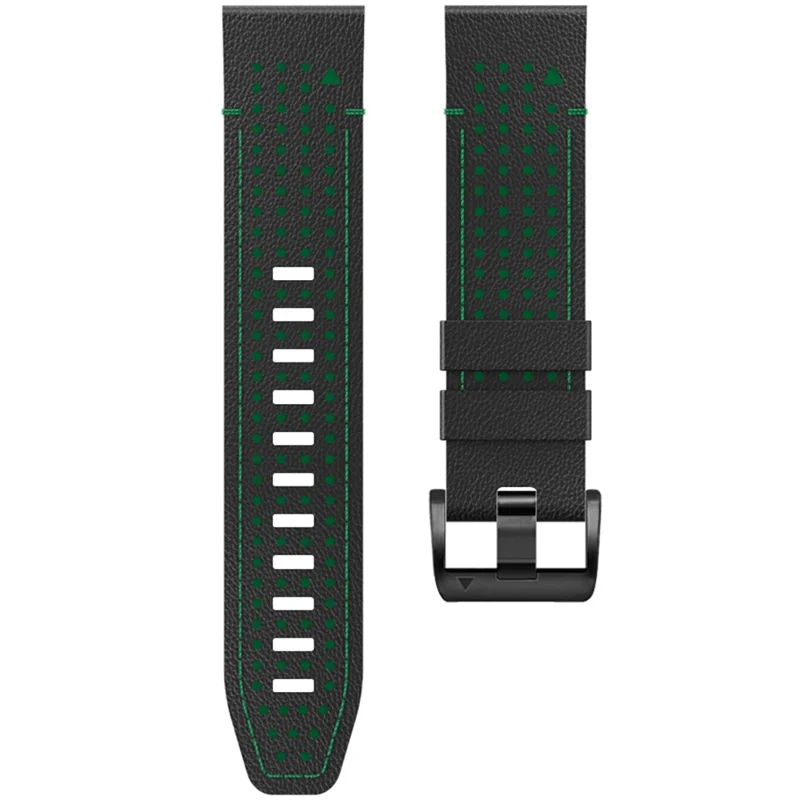 KALEBOL Pour Garmin Fenix 7 / 7 Pro / 6 / 6 Pro Quickfit 22mm Bracelet de Montre en Silicone Bicolore à Motif de Points - Noir+Vert