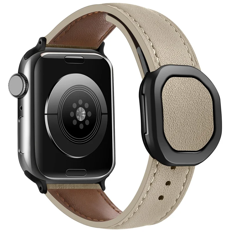KALEBOL Para Apple Watch 10 46mm / Ultra 2 / Ultra 49mm / 9 8 7 45mm / SE (2023) SE (2022) SE 6 5 4 44mm / 3 2 1 42mm Genuine Cow Leather Band - Albaricoque