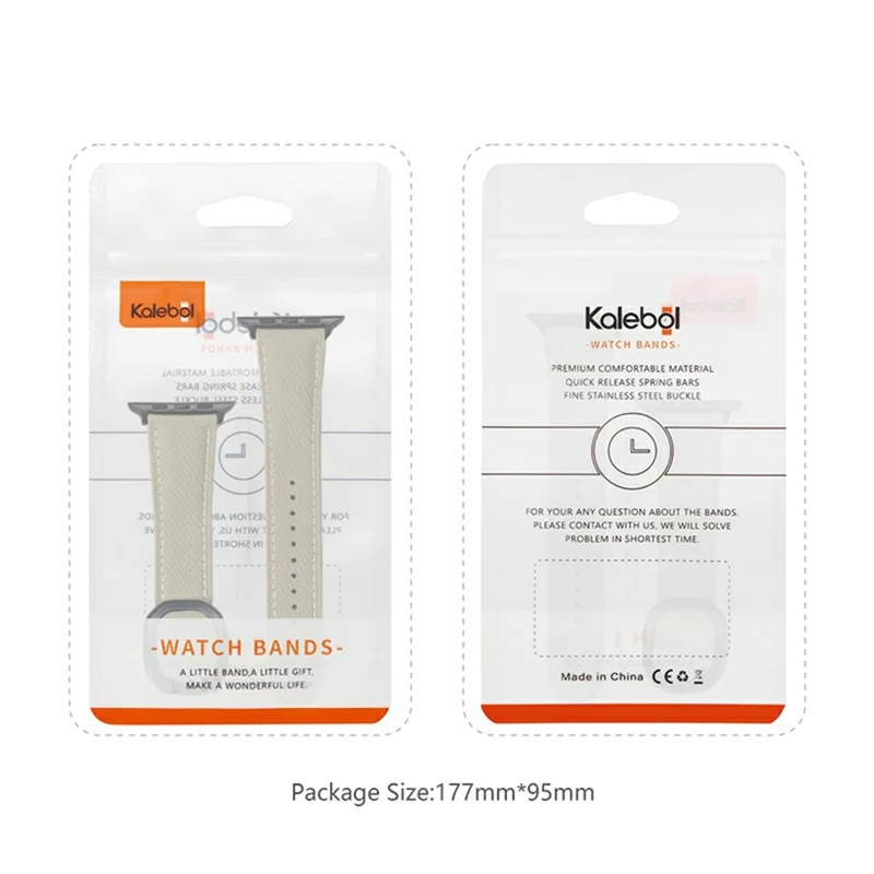 KALEBOL Para Apple Watch 10 46mm / Ultra 2 / Ultra 49mm / 9 8 7 45mm / SE (2023) SE (2022) SE 6 5 4 44mm / 3 2 1 42mm Genuine Cow Leather Band - Albaricoque