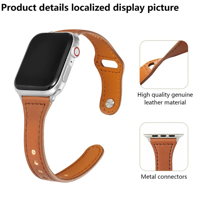 KALEBOL For Apple Watch Ultra 3 2 1 49mm / Series 11 10 46mm / 9 8 7 45mm / SE3 SE2 SE 6 5 4 44mm / 3 2 1 42mm Watch Strap, Small Buckle - Brown