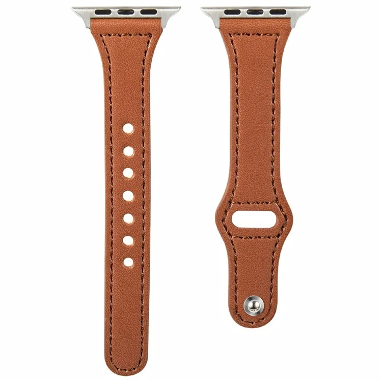 KALEBOL For Apple Watch Series 10 42mm / 9 8 7 41mm / SE (2023) SE (2022) SE 6 5 4 40mm / 3 2 1 38mm Watch Strap, Small Buckle - Brown