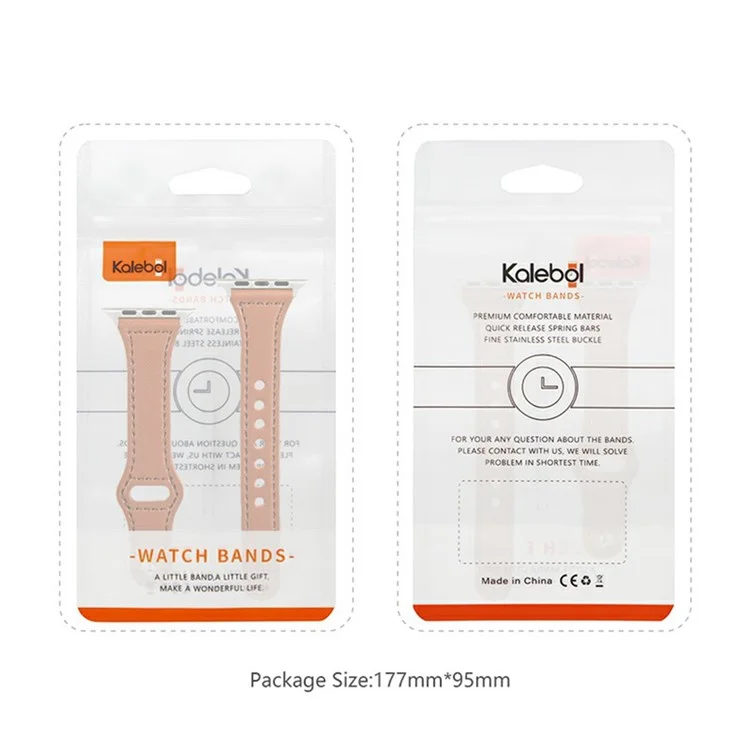 KALEBOL For Apple Watch Series 10 42mm / 9 8 7 41mm / SE (2023) SE (2022) SE 6 5 4 40mm / 3 2 1 38mm Watch Strap, Small Buckle - Brown