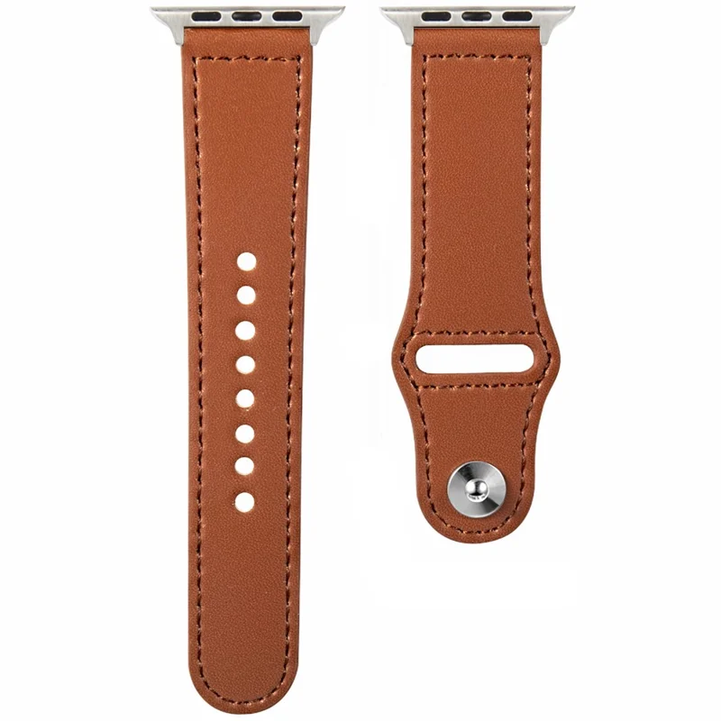 KALEBOL For Apple Watch Series 10 42mm / 9 8 7 41mm / SE (2023) SE (2022) SE 6 5 4 40mm / 3 2 1 38mm Watch Strap, Large Buckle - Brown