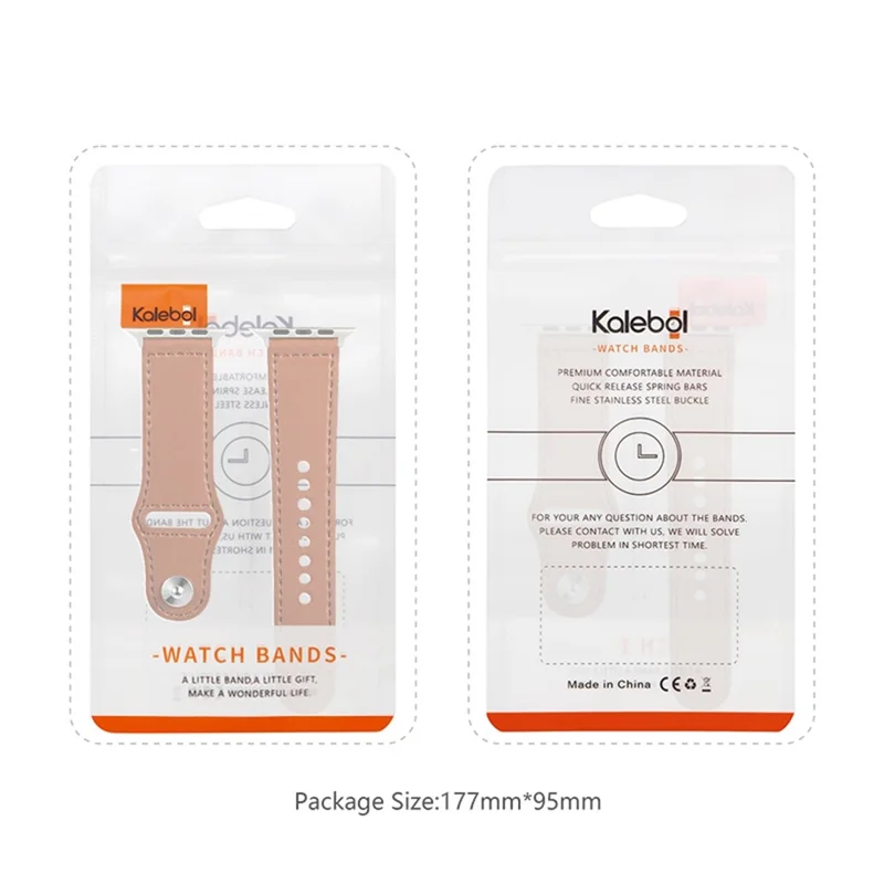 KALEBOL For Apple Watch Series 10 42mm / 9 8 7 41mm / SE (2023) SE (2022) SE 6 5 4 40mm / 3 2 1 38mm Watch Strap, Large Buckle - Brown