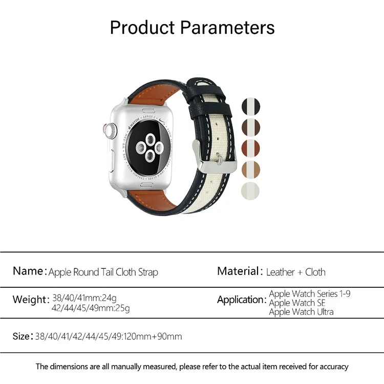 KALEBOL Para Apple Watch Series 10 42mm / 9 8 7 41mm / SE (2023) SE (2022) SE 6 5 4 40mm / 3 2 1 38mm Genuine Cow Leather Strap - Preto+Branco