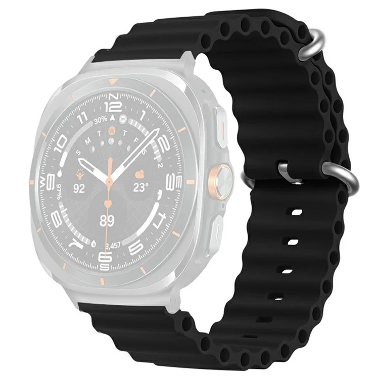 Pour Samsung Galaxy Watch Ultra 47mm Wavy Design Double Buckle Silicone Watch Band - Noir
