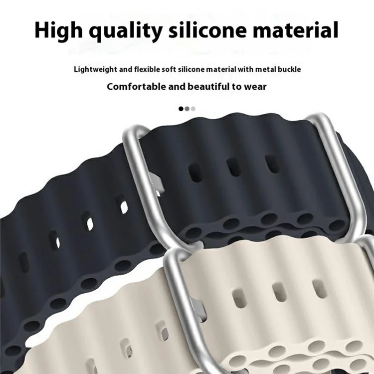 Pour Samsung Galaxy Watch Ultra 47mm Wavy Design Double Buckle Silicone Watch Band - Noir