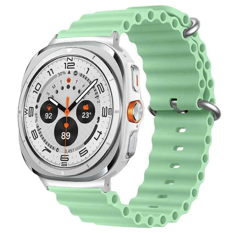 For Samsung Galaxy Watch Ultra 47mm Wavy Design Double Buckle Silicone Watch Band - Mint Green