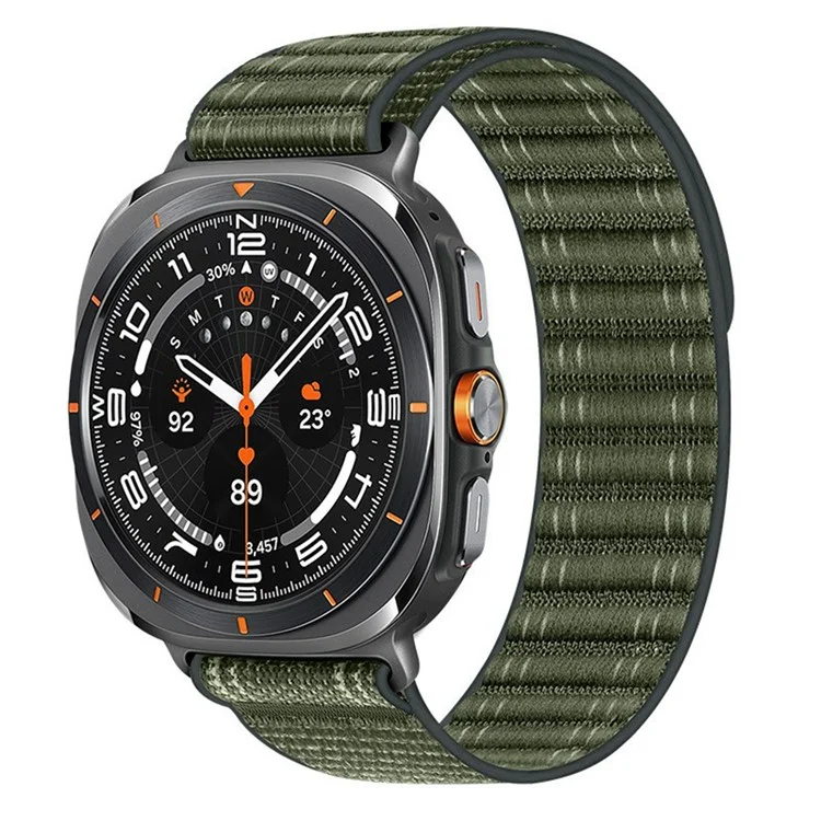 For Samsung Galaxy Watch Ultra 47mm Nylon Watch Strap Loop Wristband Replacement - Army Green