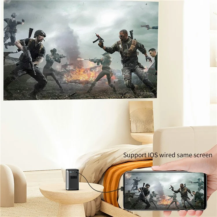 C2000DLP Android 9.0 Portable 3D Mini Projector with Tripod WiFi Home Theater, 2G+32G (CE Certified) - UK Plug