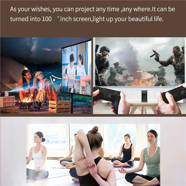 C2000DLP Android 9.0 Portable 3D Mini Projector with Tripod WiFi Home Theater, 2G+32G (CE Certified) - UK Plug