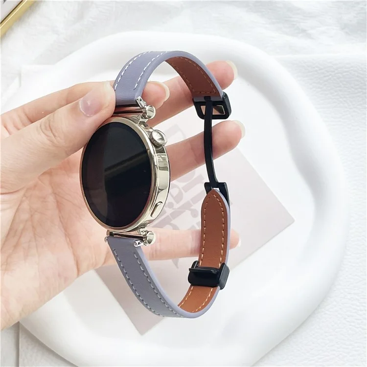 For Samsung Galaxy Watch7 / Watch FE / Watch6 / Watch 5 / Watch4 Universal 20mm Magnetic Buckle Slim Microfiber Leather Watch Strap - Purple